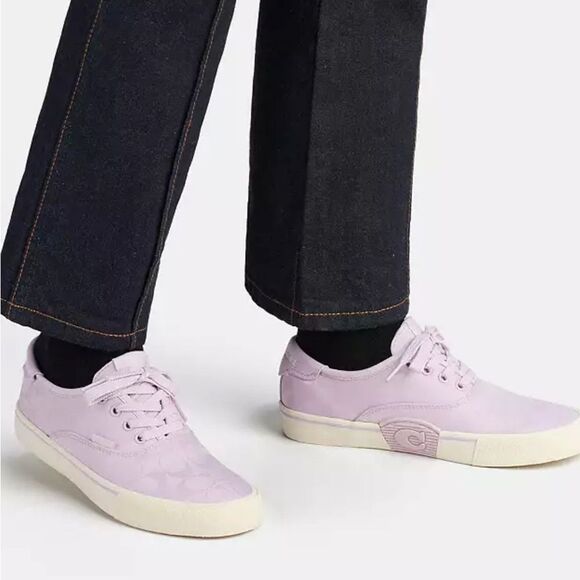 Coach Purple Skate Sneaker Signature Jacquard Size 8 - Picture 1 of 7
